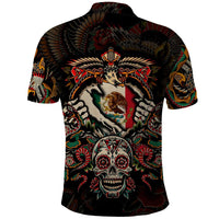 Mexico Sugar Skull Polo Shirt Tattoo Art Mexican Flag