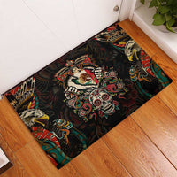 Mexico Sugar Skull Rubber Doormat Tattoo Art Mexican Flag