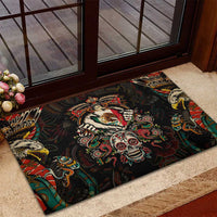 Mexico Sugar Skull Rubber Doormat Tattoo Art Mexican Flag