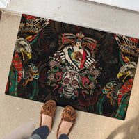 Mexico Sugar Skull Rubber Doormat Tattoo Art Mexican Flag