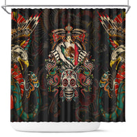 Mexico Sugar Skull Shower Curtain Tattoo Art Mexican Flag