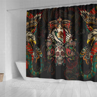 Mexico Sugar Skull Shower Curtain Tattoo Art Mexican Flag