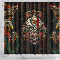 Mexico Sugar Skull Shower Curtain Tattoo Art Mexican Flag
