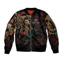 Mexico Sugar Skull Sleeve Zip Bomber Jacket Tattoo Art Mexican Flag