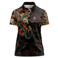 Mexico Sugar Skull Women Polo Shirt Tattoo Art Mexican Flag