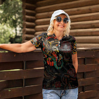 Mexico Sugar Skull Women Polo Shirt Tattoo Art Mexican Flag