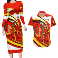 Ethiopia Tigray Revolution Couples Matching Long Sleeve Bodycon Dress and Hawaiian Shirt Emblem Freedom Fighters and Flag