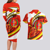 Ethiopia Tigray Revolution Couples Matching Long Sleeve Bodycon Dress and Hawaiian Shirt Emblem Freedom Fighters and Flag