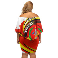 Ethiopia Tigray Revolution Off Shoulder Short Dress Emblem Freedom Fighters and Flag