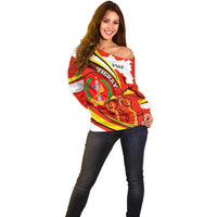 Ethiopia Tigray Revolution Off Shoulder Sweater Emblem Freedom Fighters and Flag