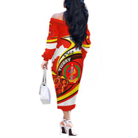 Ethiopia Tigray Revolution Off The Shoulder Long Sleeve Dress Emblem Freedom Fighters and Flag