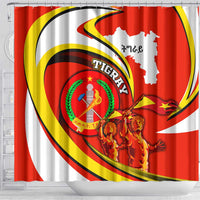 Ethiopia Tigray Revolution Shower Curtain Emblem Freedom Fighters and Flag