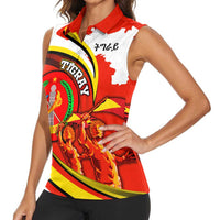 Ethiopia Tigray Revolution Women Sleeveless Polo Shirt Emblem Freedom Fighters and Flag