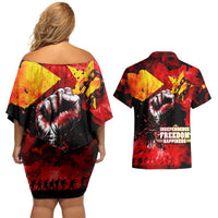 I Stand with Tigray Couples Matching Off Shoulder Short Dress and Hawaiian Shirt Tigray Independence - Fist of Freedom