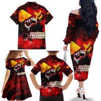I Stand with Tigray Family Matching Off The Shoulder Long Sleeve Dress and Hawaiian Shirt Tigray Independence - Fist of Freedom
