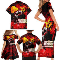 I Stand with Tigray Family Matching Short Sleeve Bodycon Dress and Hawaiian Shirt Tigray Independence - Fist of Freedom