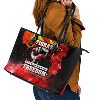 I Stand with Tigray Leather Tote Bag Tigray Independence - Fist of Freedom