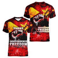 I Stand with Tigray Women V-Neck T-Shirt Tigray Independence - Fist of Freedom
