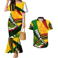 South Africa Freedom Day Couples Matching Mermaid Dress and Hawaiian Shirt Mandela Legacy National Pride Protea Flower