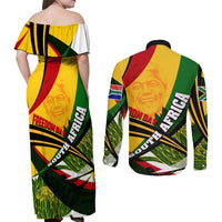 South Africa Freedom Day Couples Matching Off Shoulder Maxi Dress and Long Sleeve Button Shirt Mandela Legacy National Pride Protea Flower