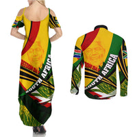 South Africa Freedom Day Couples Matching Summer Maxi Dress and Long Sleeve Button Shirt Mandela Legacy National Pride Protea Flower