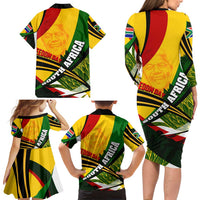 South Africa Freedom Day Family Matching Long Sleeve Bodycon Dress and Hawaiian Shirt Mandela Legacy National Pride Protea Flower