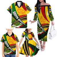 South Africa Freedom Day Family Matching Off The Shoulder Long Sleeve Dress and Hawaiian Shirt Mandela Legacy National Pride Protea Flower