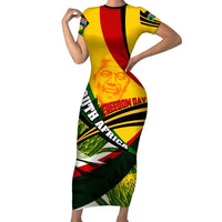 South Africa Freedom Day Family Matching Short Sleeve Bodycon Dress and Hawaiian Shirt Mandela Legacy National Pride Protea Flower