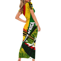 South Africa Freedom Day Family Matching Short Sleeve Bodycon Dress and Hawaiian Shirt Mandela Legacy National Pride Protea Flower