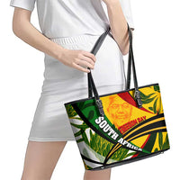 South Africa Freedom Day Leather Tote Bag Mandela Legacy National Pride Protea Flower