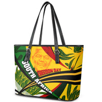 South Africa Freedom Day Leather Tote Bag Mandela Legacy National Pride Protea Flower