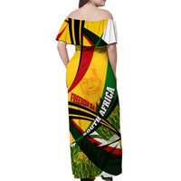 South Africa Freedom Day Off Shoulder Maxi Dress Mandela Legacy National Pride Protea Flower