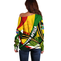 South Africa Freedom Day Off Shoulder Sweater Mandela Legacy National Pride Protea Flower