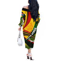 South Africa Freedom Day Off The Shoulder Long Sleeve Dress Mandela Legacy National Pride Protea Flower