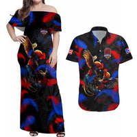 Puerto Rican Rooster Couples Matching Off Shoulder Maxi Dress and Hawaiian Shirt Puerto Rico Pride and Power Spirit