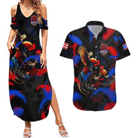 Puerto Rican Rooster Couples Matching Summer Maxi Dress and Hawaiian Shirt Puerto Rico Pride and Power Spirit