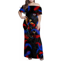 Puerto Rican Rooster Family Matching Off Shoulder Maxi Dress and Hawaiian Shirt Puerto Rico Pride and Power Spirit