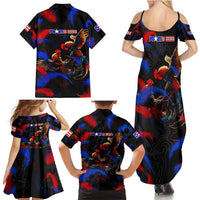Puerto Rican Rooster Family Matching Summer Maxi Dress and Hawaiian Shirt Puerto Rico Pride and Power Spirit