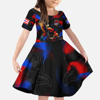 Puerto Rican Rooster Kid Short Sleeve Dress Puerto Rico Pride and Power Spirit