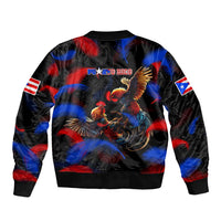 Puerto Rican Rooster Sleeve Zip Bomber Jacket Puerto Rico Pride and Power Spirit