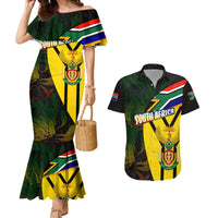 South Africa Coat Of Arms Couples Matching Mermaid Dress and Hawaiian Shirt Protea Unity Heritage