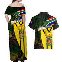 South Africa Coat Of Arms Couples Matching Off Shoulder Maxi Dress and Hawaiian Shirt Protea Unity Heritage