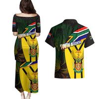 South Africa Coat Of Arms Couples Matching Puletasi and Hawaiian Shirt Protea Unity Heritage