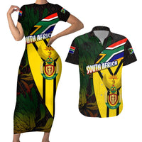 South Africa Coat Of Arms Couples Matching Short Sleeve Bodycon Dress and Hawaiian Shirt Protea Unity Heritage