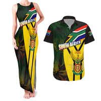 South Africa Coat Of Arms Couples Matching Tank Maxi Dress and Hawaiian Shirt Protea Unity Heritage