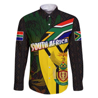 South Africa Coat Of Arms Family Matching Long Sleeve Bodycon Dress and Hawaiian Shirt Protea Unity Heritage