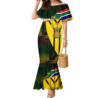South Africa Coat Of Arms Family Matching Mermaid Dress and Hawaiian Shirt Protea Unity Heritage