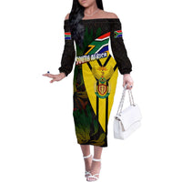 South Africa Coat Of Arms Family Matching Off The Shoulder Long Sleeve Dress and Hawaiian Shirt Protea Unity Heritage