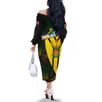 South Africa Coat Of Arms Family Matching Off The Shoulder Long Sleeve Dress and Hawaiian Shirt Protea Unity Heritage