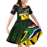 South Africa Coat Of Arms Family Matching Off Shoulder Short Dress and Hawaiian Shirt Protea Unity Heritage